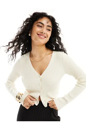 VERO MODA Ribbed knit cardigan in cream