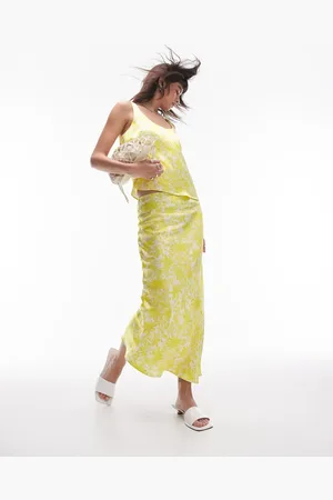 Topshop Co-ord satin bias midi skirt in zingy floral