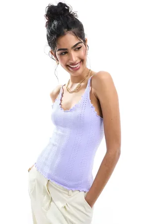 ASOS Seamless sculpting lettuce edge detail cami top in lilac