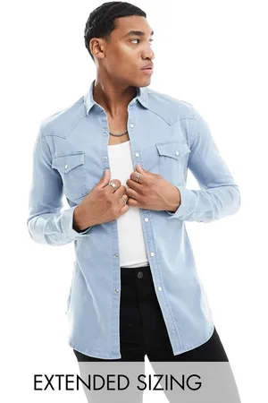 ASOS Skinny fit western denim shirt in light wash