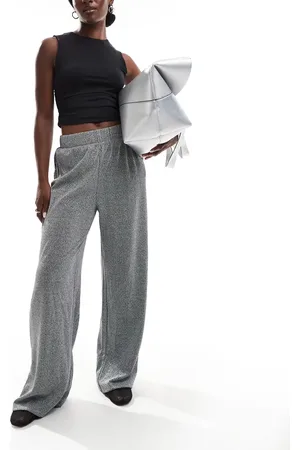 VILA Glitter wide leg trousers in