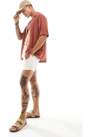 ASOS Relaxed fit viscose shirt with revere collar in rust