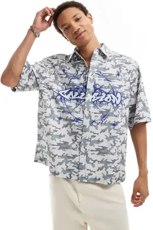 COLLUSION Boxy skater shirt in washed camo print