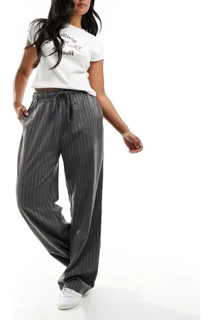 In The Style X Perrie Sian wide leg drawstring trouser in pinstripe