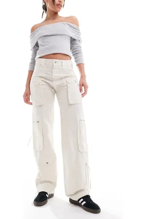 Stradivarius Baggy utility jean in sand