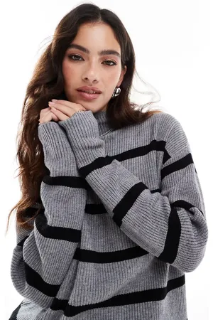 VILA High neck super soft jumper in stripe