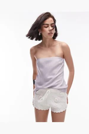 Topshop Satin longline bandeau in mauve