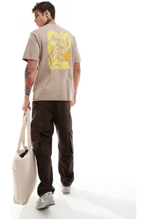 Only & Sons Relaxed t-shirt with floral back print in beige