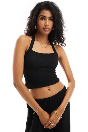 COLLUSION Textured halter top co-ord in