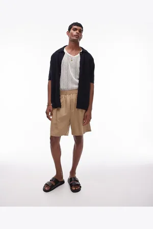Topman Co-ord linen shorts in stone