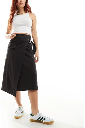 & OTHER STORIES Utility asymmetric wrap midi skirt with pocket detail in