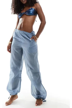 Aria Cove Sheer beach trousers with adjustable sides co-ord in slate