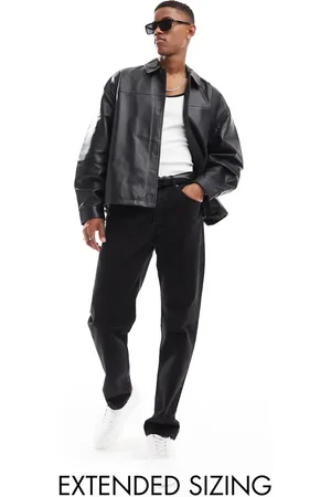 ASOS Real leather boxy oversized coach jacket in