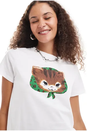Motel Saki nona kitty print relaxed fit t-shirt in