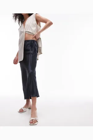 Topshop Satin bias skirt in