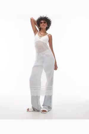 Topshop Sheer lace maxi dress in ivory
