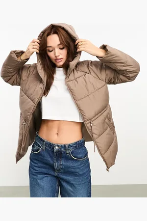 VILA Puffer jacket with waist detail in