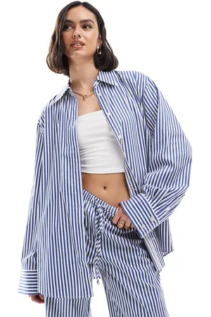 EDITED the label Oversized shirt co-ord in blue stripe