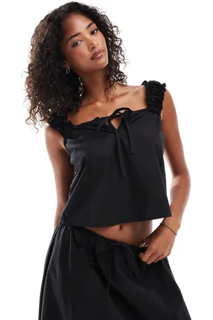 ASOS Cotton smock top with gathered cap sleeves in co ord
