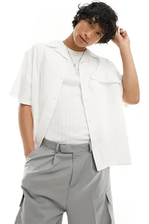 COLLUSION Oversized poplin revere short sleeve shirt in