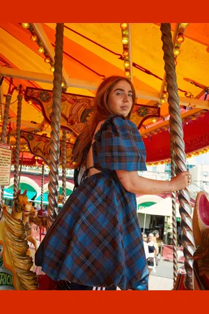 Labelrail X Laura Elizabeth Klein check ruffle smock mini dress in