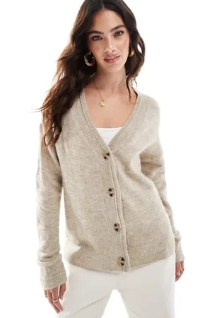 VILA Button through cardigan in natural melange