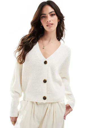 VERO MODA Button through chunky rib cardigan in cream