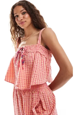 Free People Gingham floaty top in