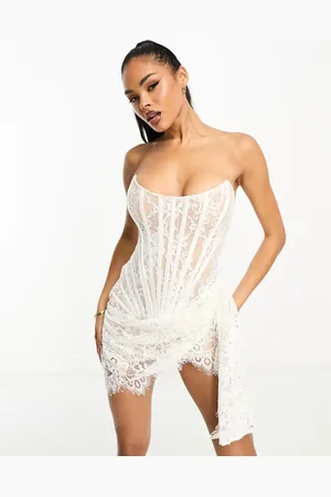 HEIRESS BEVERLY HILLS Premium lace drape corset mini dress in