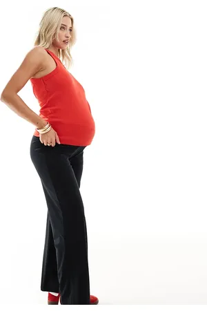 Mama;licious Mamalicious Maternity jersey wrap v front wide leg trousers in