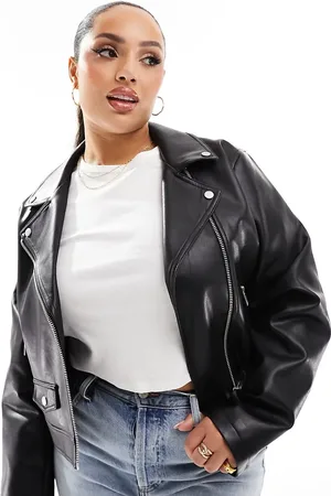 ASOS ASOS DESIGN Curve ultimate faux leather biker jacket in