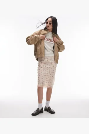 Topshop Oversized cotton collar bomber jacket in stone