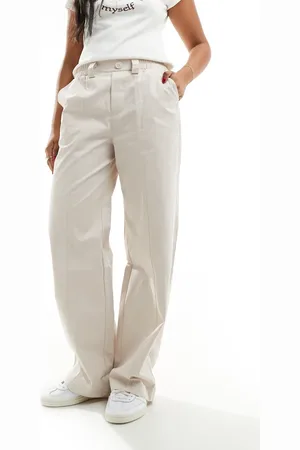 Sixth June Low rise tailored trousers in cream