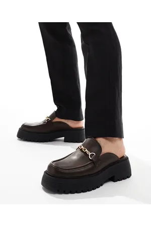 ASOS Chunky mule loafers in brown