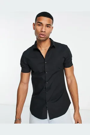 New Look Short sleeve button through shirt in black