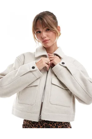 Bershka Boxy wool jacket in sand
