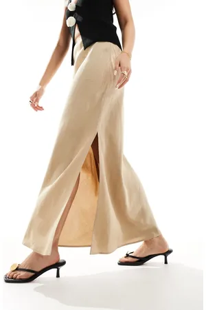 & OTHER STORIES Linen blend maxi skirt in beige