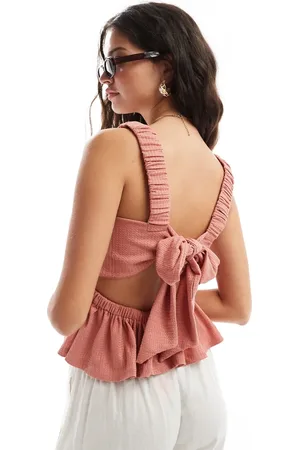 ASOS Strappy tie back smock top in dusty