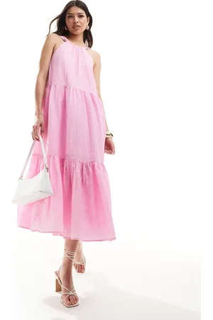 French Connection Tiered smock midi dress in