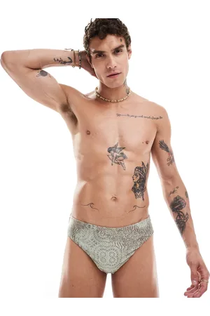Reclaimed Reversible swim trunk in grey animal print