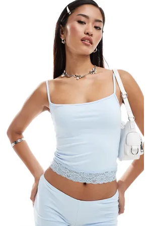 Motel Vikha lace edge cami top co-ord in pale
