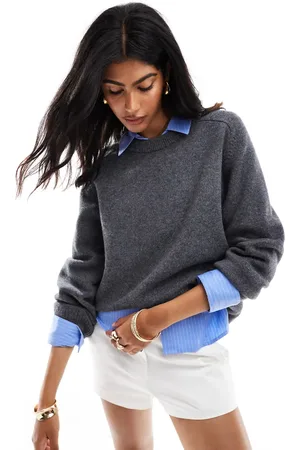 & OTHER STORIES Wool blend sweater with pleated sculptural sleeve in dark