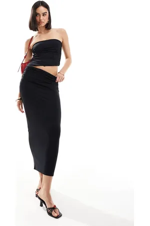 Pull&Bear Polyamide sculpt midi skirt co-ord in