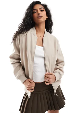 Brave Soul Oversized faux wool bomber in oat