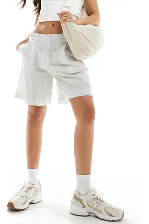 MANGO Pinstripe tailored shorts in