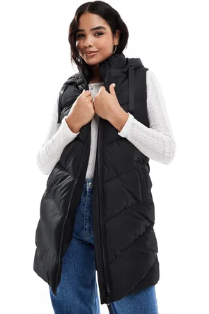 Threadbare Longline padded gilet with hood in