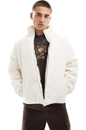 ASOS Shower resistant rubberized puffer jacket in ecru