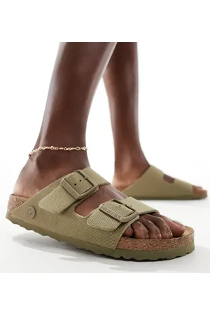 Birkenstock Arizona vegan sandals in khaki canvas