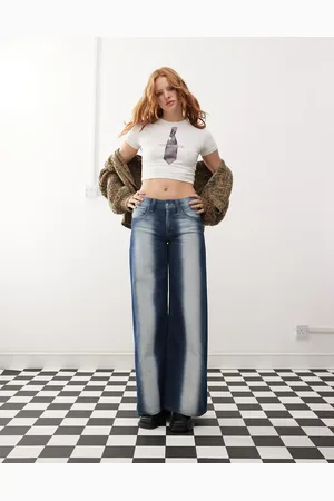 Cheap Monday Poser mid rise wide leg skater jeans with extreme spray in rinse wash