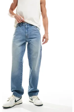 ASOS Straight leg carpenter jeans with vintage tint in light wash